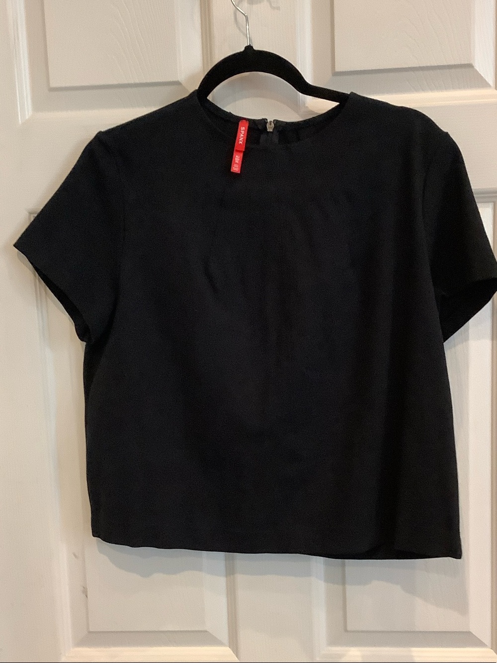 SPANX Black Short Sleeve Funnel Neck Top
